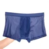 Underpants L-8XL Plus Size Homens Boxer Shorts Bambu Fibra Malha Roupa Interior Verão Fino Respirável Esportes Íntimo Homem Casual