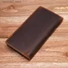 Money Clips Erkekler İçin Gerçek Deri Cüzdan Vintage Crazy Horse Long Bifold İnce Erkek Çanta Çek Defteri Cüzdan Kimlik Pencere Kartı Tutucu Q230921