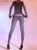 Kobiety Jumpsuits Rompers Seksowne kobiety w rozmiarze Plus Rajskości Otwarte krocze Bodysuit 120D Elastyczne seksowne rajstopy Zebranie Bodyhouse erotyczne Kształtowanie Leotard L230921