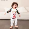 Roupas combinando para a família Pijama de Natal para presente da família Desenhos animados Elk Print Mãe Filha Pai Filho Roupa combinando 2 peças Terno Romper de bebê Xmas Look Pjs T230921