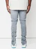 Mens Jeans Design Men Man paint Slim Fit Cotton Ripped Denim pants Knee Hollow Out Light blue for Streetwear 230920
