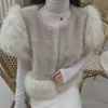 Women futra sztuczne futro w stylu koreański biały pluszowy kamizelka kobiet jesienna zima retro szwy ciężki furt furt krótkometrażowy kamizelka kurtki 230920