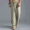 Pantalon ample en coton pour hommes, grande taille 3xl 4xl 5xl, décontracté, respirant, droit, faible attente, pantalon en lin pour hommes