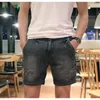 Erkek şort yaz görünmez açık kasık açık seks vintage kot pantolon erkek denim sıradan gençlik diz uzunluğu erkek giyim artı boyutu