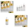 Verpakking Flessen Groothandel Sier Cap Witte rubberen dop 1 ml 2 ml L 5 ml per etherische olie Amber helder glazen druppelflesje Potten flesjes met Dhsu3