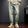 Herr jeans kstun jeans för män baggy byxor löst fit harem byxor vintage kläder män mode fickor lapptäcke stora byxor överdimensionerade 42 l230921