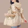 Women's Trench Coats Summer Jacket Thin Coat Bomber Long Sleeve Casual Hooded Sun Protection Clothing Female Windbreaker Outerwear