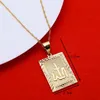 24K Gouden Islamitische Rechthoek Hanger Charms Ketting Religieuze Moslim Jewelry241H