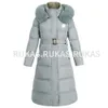 그리고 Parka 2024 겨울 뉴 가죽 칼라 색상 슬림 피팅 롱 코트 두꺼운 따뜻한 캐주얼 야외 여성 재킷