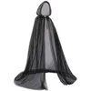 Trenchs de femmes manteaux de mariage manteau blanc / ivoire / noir tulle à capuche longue mariée châle manteau femme cape simple