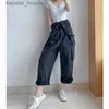 Kvinnors jumpsuits Rompers Black Denim Jumpsuits for Women Korean Style Vintage PlaySuit Wide Leg Pants Loose Trousers Overdimensionerade Overalls For Women kläder L230921