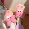 Slippers Leuke Dames Met Strik Deco Herfst Winter Warm Pluizige Pluche Katoenen Schoenen Dikke Zool Comfortabele Thuis Indoor Slides 230921