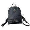 Factory outlet shoulder bag street cool ghost punk backpack soft lightweight leather outdoor leisure backpacks large capacity black Joker rivet handbag 6836#