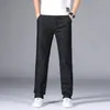 Мужские джинсы из тонкого или толстого материала, офисные деловые мужские классические синие, черные хлопковые эластичные прямые джинсовые брюки, мужские брендовые брюки 230921