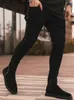 メンズジーンズ新しいデザインヴィンテージメンファッションスリムフィットジーンズパンツブラックサイドストライプデニムズボンメンヒップホップストリートウェアジーンズサイズ32 34 L230921