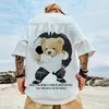 T-shirt manches courtes homme, estival et surdimensionné, en coton, Style Y2k, imprimé ours Tai Chi, 8XL