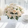 Fleurs décoratives 7 fourchettes en soie pivoine rose hortensia fleur artificielle pour mariage arc de jardin décoration de couronne de Noël arrangement floral