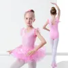 Palco desgaste criança meninas ballet tutu vestido dança collants rosa fada bonito treinamento de desempenho