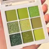 Lidschatten, 9 Farben, matte Lidschatten-Palette, grüner Lidschatten-Grundierung, wasserfest, glitzernd, nacktes Augenpigment, matt, schimmernd, Glanz, Lidschatten-Puder, 230921