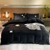 Bedding sets Comfortable Soft Magic Velvet Solid Color Duvet Cover Bedspread Pillowcases Set Blanket Bed Sheet 230921