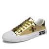 Gouden Glitter Leren Schoenen voor Comfortabele Platte Schoenen Casual Heren Veterschoenen Bee Sneakers Skate Heren Zapatillas Hombre Voor Jongens Feestjurk Schoenen 38-44