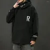 Hoodies masculinos na moda primavera hoodie mangas compridas pulôver bordado casual grosso masculino inverno para uso diário