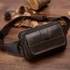 ウエストバッグNorbinus Cowhide Men's Bag Leather Leather Male Fanny Pack Hip Man Phone Poouch Levers for Men Travel230920