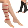 Women Socks Zipper Compression Stockings Men&Women Pressure Nylon Knee Unisex Leg Support Stretch Open Toe Long