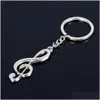 Keychains Lanyards New Key Chain Ring Sier Plated Musical Note Keychain For Car Metal Music Symbol Chains Drop Delivery Fashion Access Dhcc6