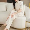 Ethnic Clothing Chinese Style National Women's Suit Trim Waist Improved Tang Trendy Jacquard Wide-Leg Pants