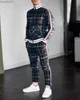 Men's Tracksuits 2021 new spring and autumn men's new gentleman sportswear suit jacket suit men's sportswear suit fashion plaid two-piece leisure L230921