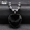 Pendentif Colliers Kpop Punk Verre Amour Noir Coeur Collier Pour Femmes En Acier Inoxydable Clavicule Chaîne Ras Du Cou Goth Parti Bijoux NP31