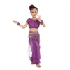 Abbigliamento da palcoscenico Costumi fatti a mano per danza del ventre per bambini Bambini che ballano Ragazze Bollywood Panno per ragazze 3 PZ/SET