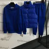 Winter Cotton Tracksuits 여성 3 조각 조끼 바지 세트 두꺼운 따뜻한 코트 바지 편지 다이아몬드 스포츠 트랙 슈트