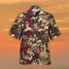 Chemises décontractées pour hommes Chemise d'été Hawaiian Graphic Prints Musique Guitare Collier Cubain Jaune Rouge Marron Vert Blanc Sh