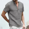 T-shirts pour hommes T-shirt d'été à manches courtes en coton et lin LED Chemise décontractée Homme respirant US S-3XL
