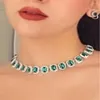 Chaînes 2023 Collier de cristal vert de luxe Chaîne Collier pour femme Déclaration Strass Cube Bijoux Accessoires de mariage