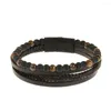 Charm Bracelets 2023 Jewelry Handmade Weave Leather Bracelet Men Vintage Cuff Beads Magnet Pulsera Hombre