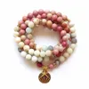 108 Mala Rhodonit balanciert Rhodonit-Armband Neues Design Damen-Yoga-Armband Heilung spirituelles Geschenk Armbänder Y200730283q