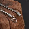 Kedjor 4mm bredd REAL S925 Sterling Silver 925 Klassisk personlig korsrepkedja Retro Weave Pendant Halsband Fina smycken