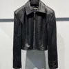 Women's Leather YOLOAgain 2023 Autumn Real Cropped Jacket Women Black Slim Ladies