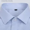 Мужские классические рубашки Лето S ~ 8xl мужская полосатая классическая рубашка с коротким рукавом с квадратным воротником стандартной посадки и карманом против морщин мужская социальная рубашка L230921