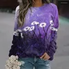 Kvinnors hoodies Autumn Sweatshirts Floral Flower 3D Print Women Fashion Streetwear Long Sleeve Pullovers Tops Y2k Hoodie Woman Clothing