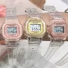 Relojes de pulsera Unisex Transparente Luminoso Reloj deportivo Impermeable Multifuncional Electrónico para mujeres Niños Digital