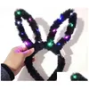 Altri accessori per feste Bomboniere LED lampeggianti Peluche Orecchie di coniglio Fascia per capelli Costume da coniglietto Illuminato Fascia per capelli Copricapo Glowing Hoo Dhun0