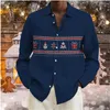 Camisas casuais masculinas 2023 impressão de natal camisa de manga longa ao ar livre feriado festa roupas topo plus size presente