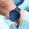 Crrju Luxury Men Watch Fashion Minimalist Blue Ultra-Thin Mesh Strap Watchカジュアル防水スポーツメンズマン265Xの腕時計ギフト