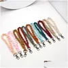 Key Rings Creative Cotton Rep Woven Armband Keychain for Women Wristlet Boho Chain Accessories FOB Rem flätad handledssläpp dhsun