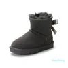 2023-Bottes enfants sur le genou enfants classique Mini demi-botte de neige hiver nœud papillon pleine fourrure moelleux fourrure Satin cheville préscolaire Enfant Enfant Enfant fille garçon