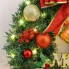 Juldekorationer 40/50 cm Christmas Garland Rattan Wreath With Light Xmas Ball Ornament Hanging Decoration For New Year Party Home Wall Room HKD230921